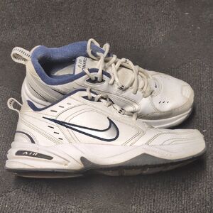 Nike Air Monarch White and Navy Sneakers